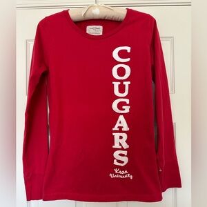 NWOT Kean University Women’s Red Cotton Long Sleeve Shirt Varsity Style Large